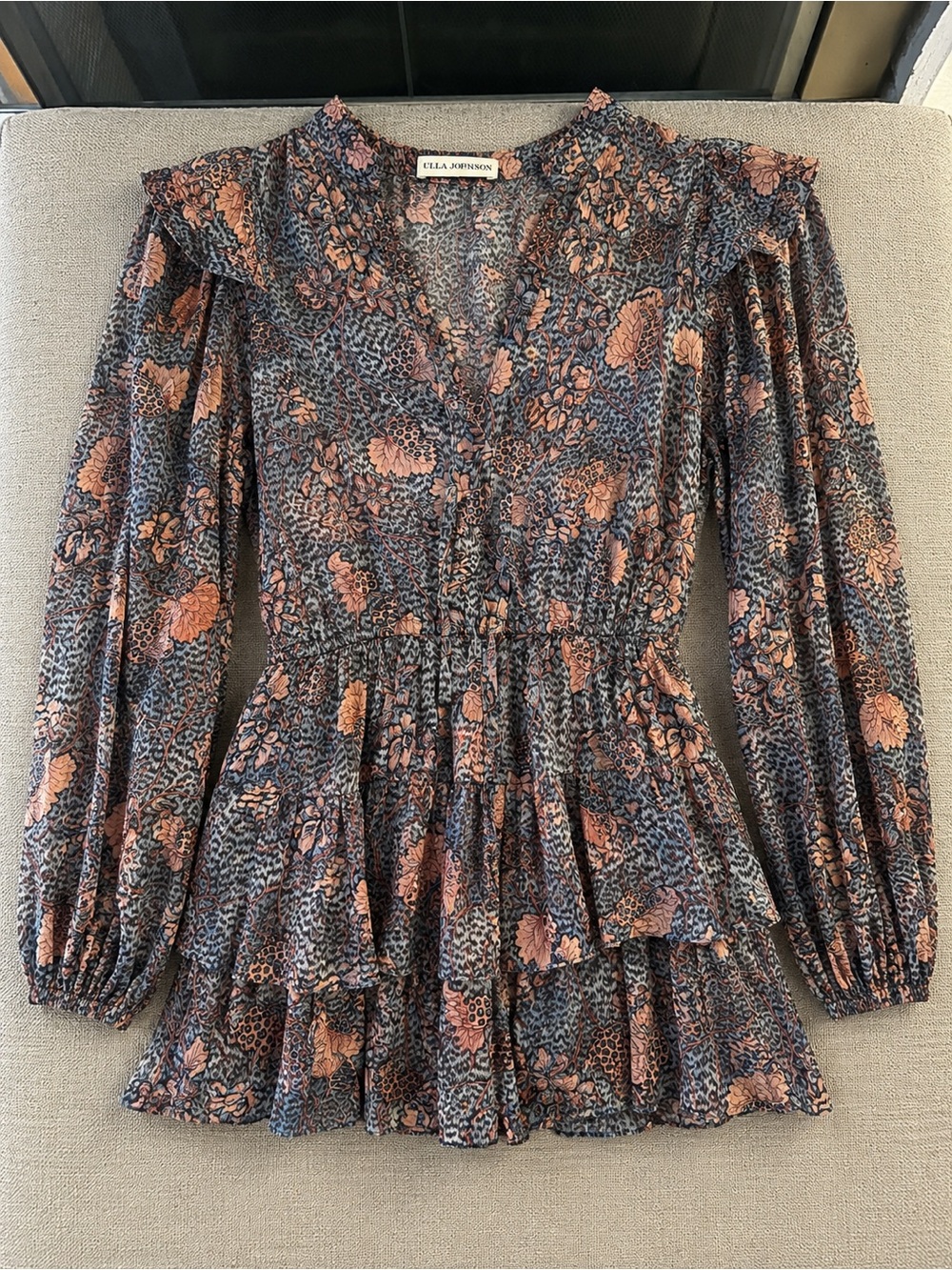 Ulla Johnson Tyra Mixed Print Dress Size 4 - Picture 5 of 8